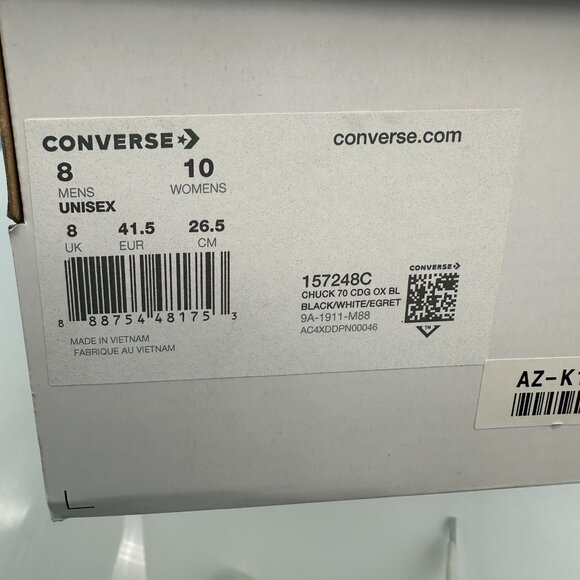 Comme des Garçons PLAY CdG Converse Unisex Polka Dot Sneakers, Size 8M/10W - Picture 15 of 15